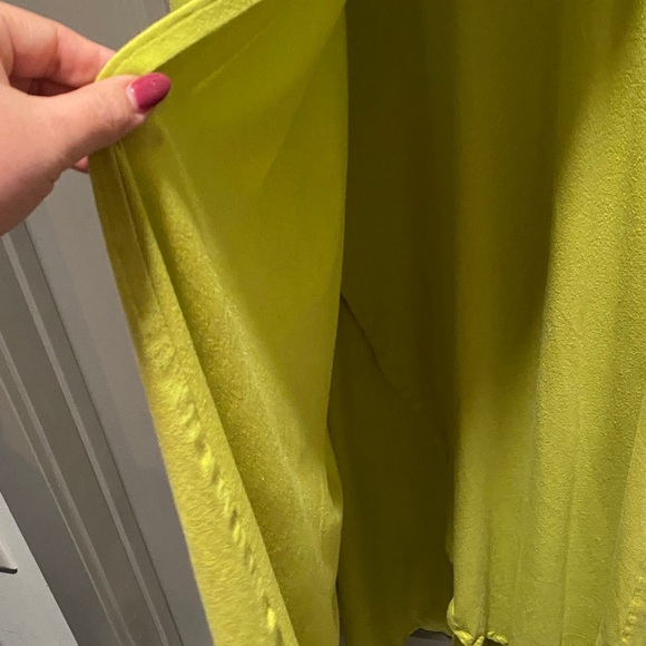 Lands’ End Chartreuse Wrap Maxi Dress Asymmetrical Hem Size L/T 14/16 - Picture 6 of 8